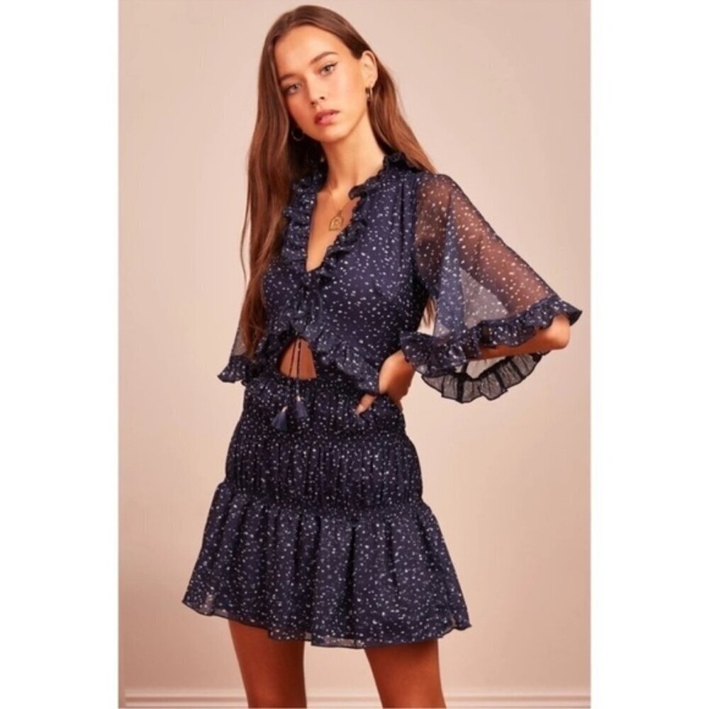 Revolve Finders Keepers Locales Navy Speck Mini Dress